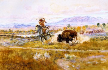  combat - Combattre la viande 1925 Charles Marion Russell Amérindiens
